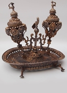 Picture of A very attractive hand carved Rajasthani Silver heavily gilded Ittardhan