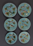 Picture of A collection of six Majolica Bird Plates