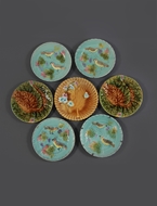 Picture of A collection of seven German Majolica birds