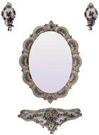 Picture of A very attractive four-piece set of Continental Porcelain Wall Mirror