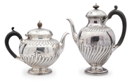 Picture of A Victorian silver coffee pot and teapot