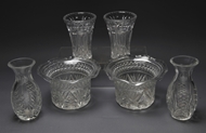 Picture of Three pairs of Continental heavy cut glass vases and bowls