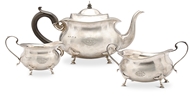 Picture of A silver three piece tea set