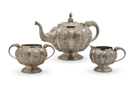 Picture of A three-piece Indian silver tea set