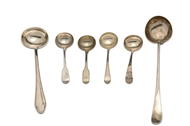Picture of A set of six silver soup ladles