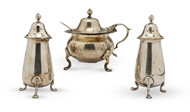 Picture of A silver three-piece matched silver cruet set