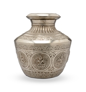 Picture of An intricately carved Indian silver water pot or matki