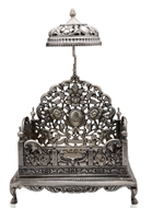Picture of Indian Silver Simhasan (throne / desk tidy) for a deity