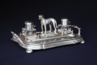 Picture of AN ART-DECO GREYHOUND SET OF TWO SILVER PLATED INKWELLS