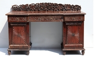 Picture of A COLONIAL ROSEWOOD BREAKFRONT PEDESTAL SIDEBOARD