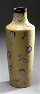 Picture of A CHINESE CLOISONNE BOTTLE VASE WITH A METAL RIM