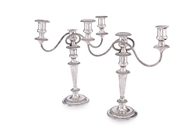 Picture of A FINE PAIR OF THREE LIGHT CANDELABRAS