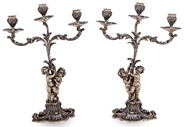 Picture of A FINE PAIR OF CONTINENTAL THREE LIGHT SILVER-GILT CANDELABRUMS