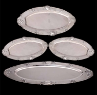 Picture of AN IMPRESSIVE SET OF FOUR REGENCY SILVER SERVING DISHES