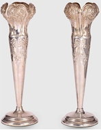 Picture of A FINE PAIR OF SILVER VASES