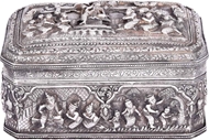 Picture of AN INTRICATELY CARVED BURMESE SILVER CASKET