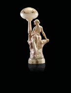 Picture of AN ART DECO STYLE ALABASTER TABLE LAMP