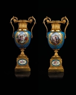 Picture of A PAIR OF SEVRES STYLE URNS