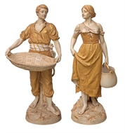 Picture of A PAIR OF ROYAL DUX PORCELAIN FIGURES OF A BOY AND GIRL