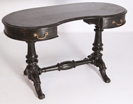 Picture of A TEAKWOOD KIDNEY SHAPED DESK TABLE IN VICTORIAN STYLE